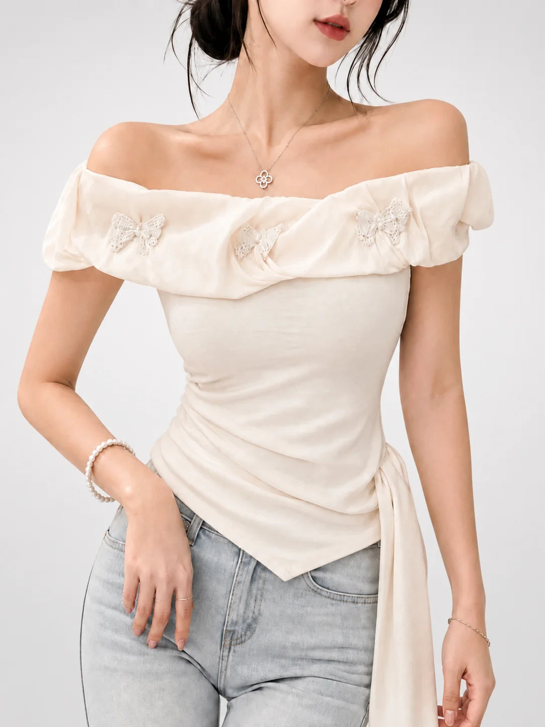 Lillian Bow Off-Shoulder Blouse
