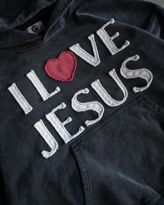 "I Love Jesus" Heart Oversized Hoodie
