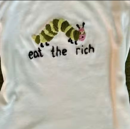 “Eat The Rich” Caterpillar Embroidery Cami Top