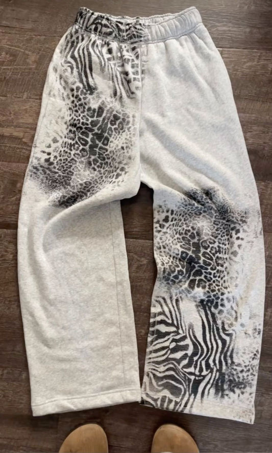 Ash Zebra Leopard Sweatpants