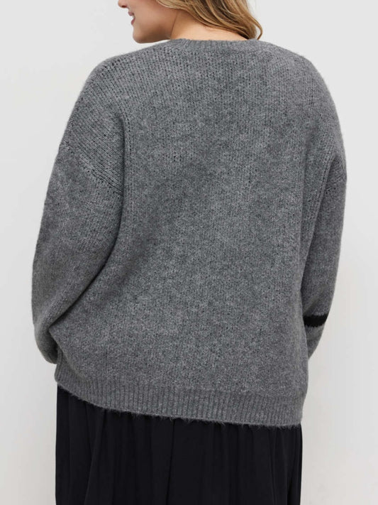 Bowknot Round Neck Oversized Knit Sweater