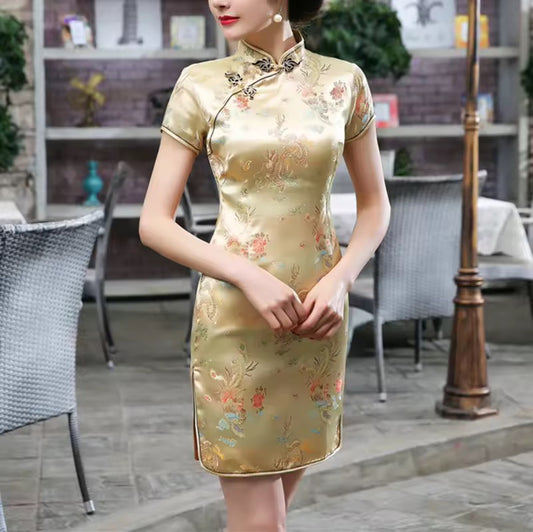 Chinese Floral Dragon Cheongsam Dress