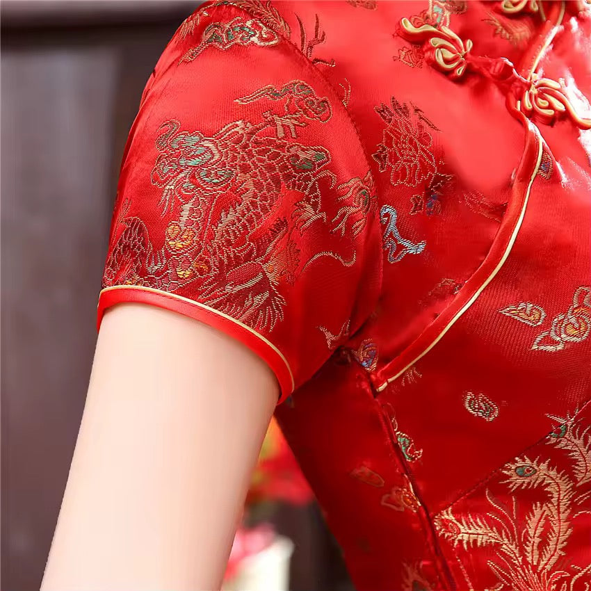Chinese Floral Dragon Cheongsam Dress
