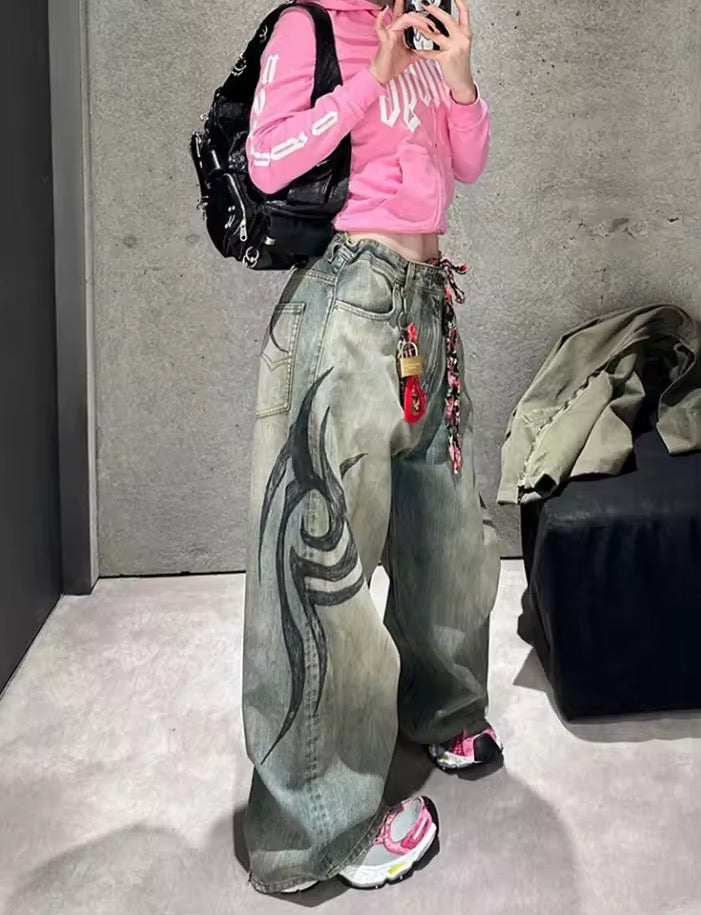 Flame Graffiti Jeans