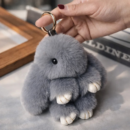 Fluffy Plush Bunny Keychain