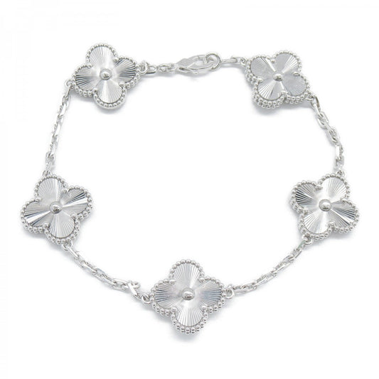 Full Silver 5 Motif Clover Bracelet