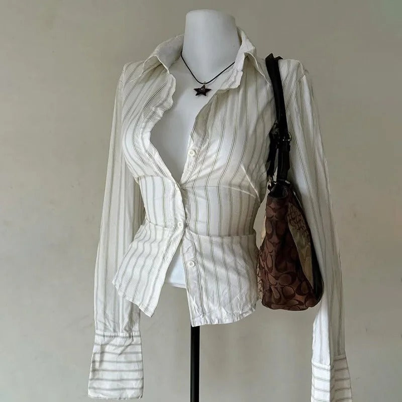 Grace Sculpted Pinstripe Blouse