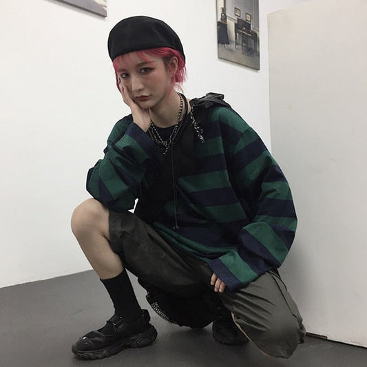 Grunge Long Sleeve Stripe T-Shirt