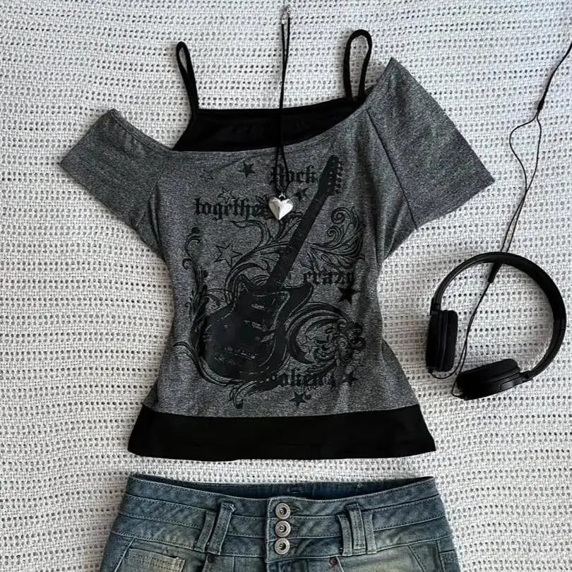Guitar Electric Pulse Cold-Shoulder Top