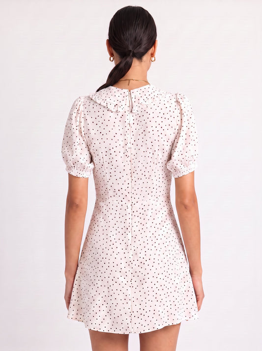 Kayla Polka Dot Puff-Sleeve Mini Dress