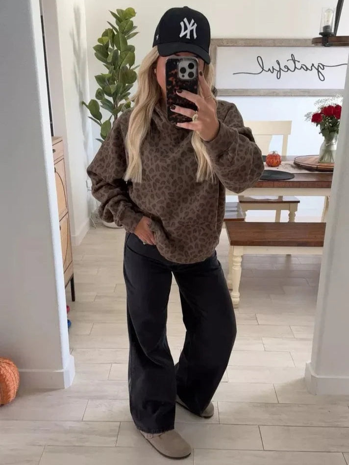 Leopard Print Popover Hoodie