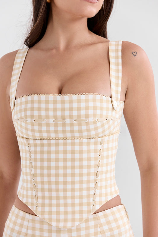 Lottie Gingerbread Gingham Corset