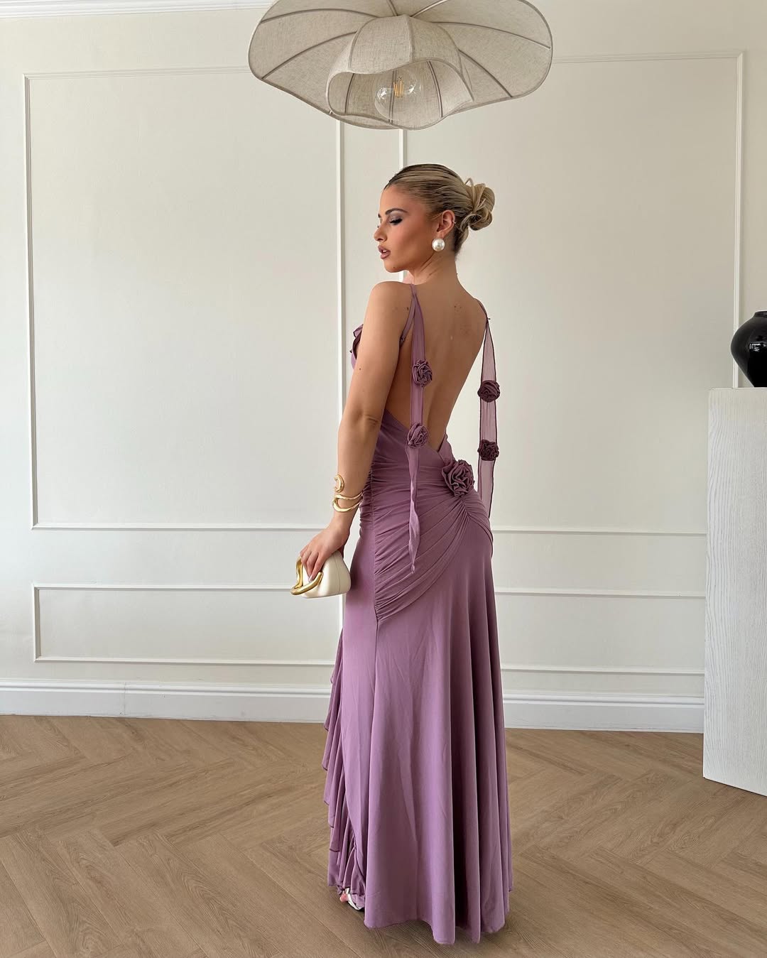 Louianna Rosé Petal Backless Dress