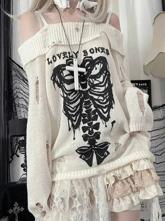 “Lovely Bones” Off Shoulder Sweater