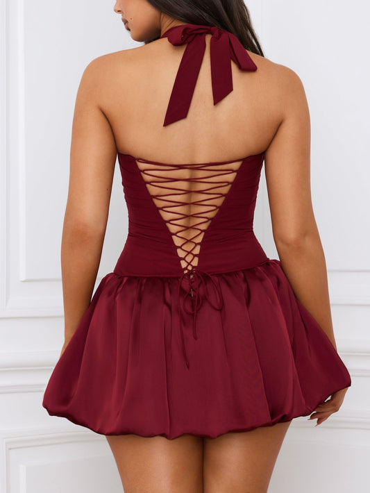 Ludmila Halterneck Bubble Hem Dress