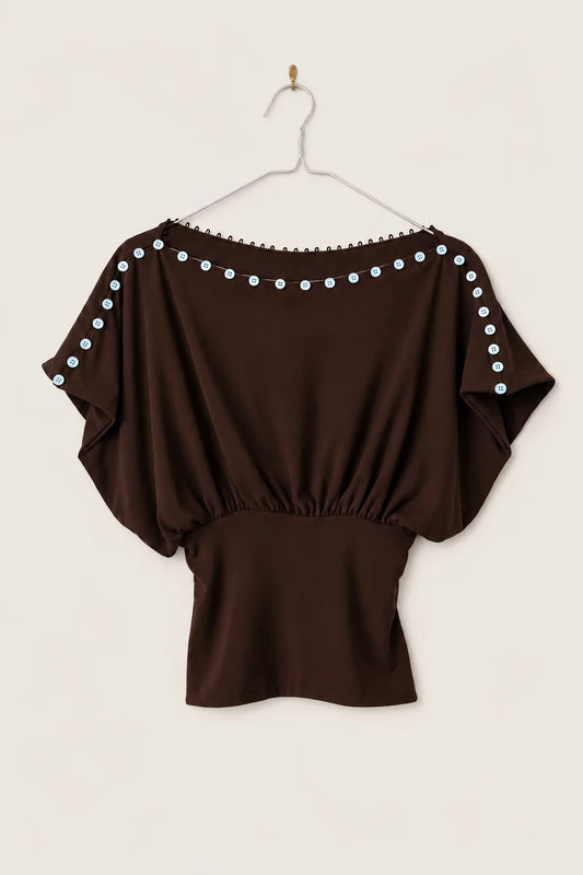 Malory Buttonline Batwing Blouse