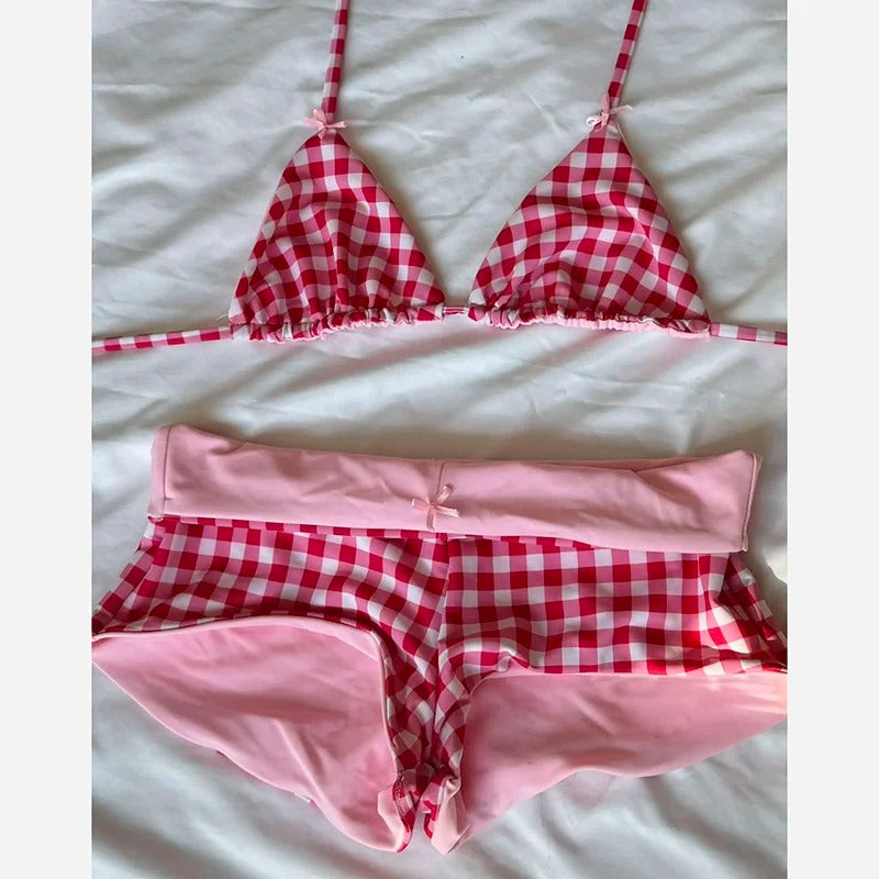 Picnic Girl Gingham Bikini & Shorts Set