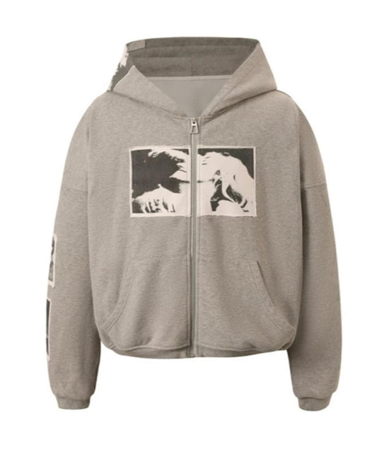 Punk Print Applique Hoodie