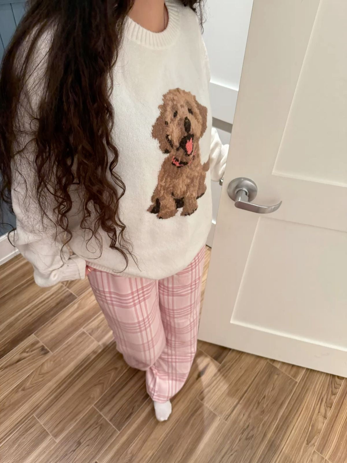 Puppy Graphic Crew Knit Sweater
