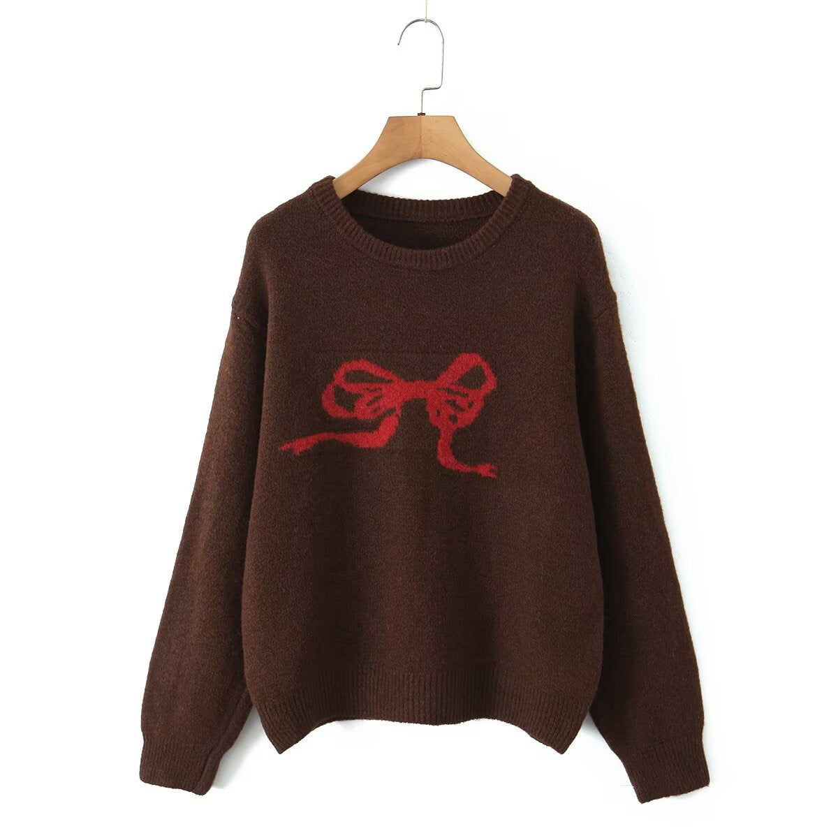 Red Bowknot Knitted Sweater