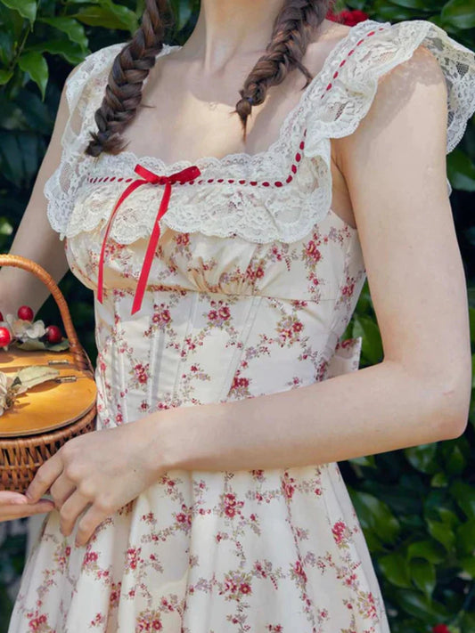 Red Garnet Corset Dress & Cardigan Set