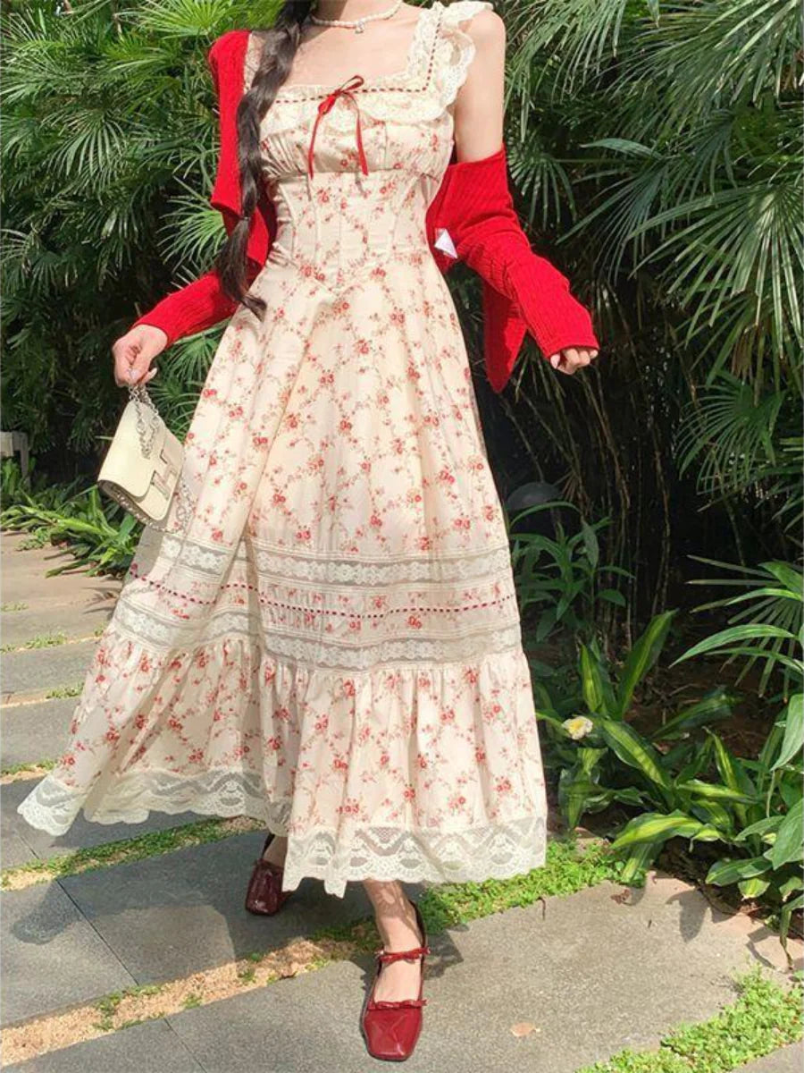 red garnet dress Beautiful Red Garnet Corset Dress for Country Life