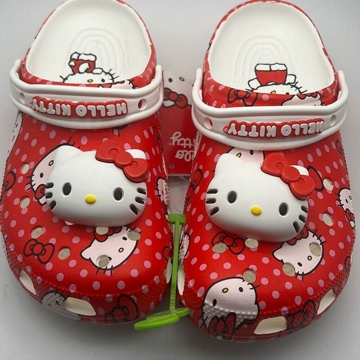 Red Polka Dot Hello Kitty Clogs