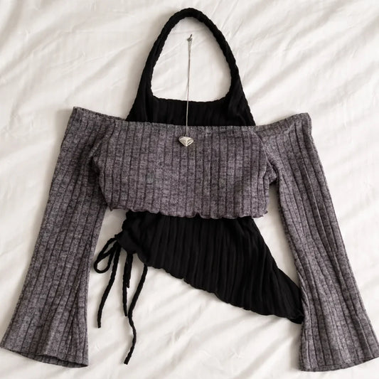Reina Ribbed 2pcs Blouse