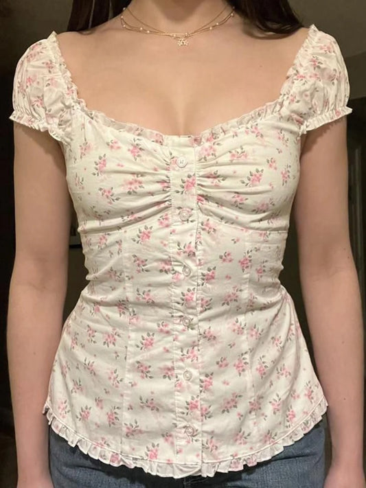 Rosalie Rosebud Button Blouse