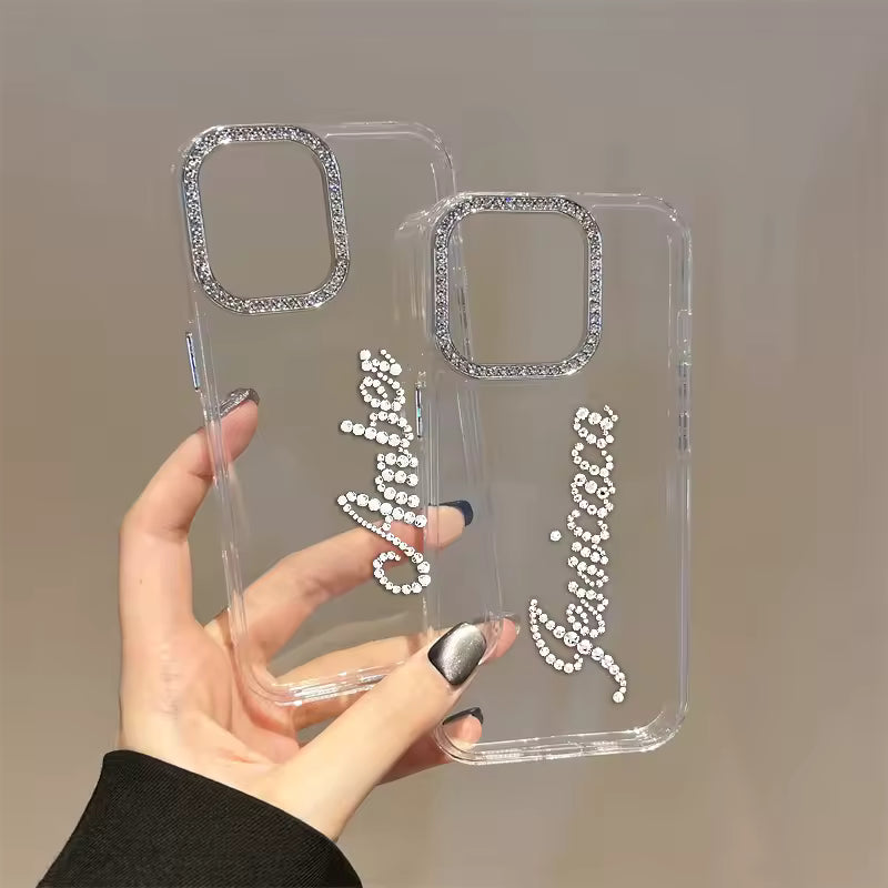 Custom Name Rhinestone Clear Phone Case
