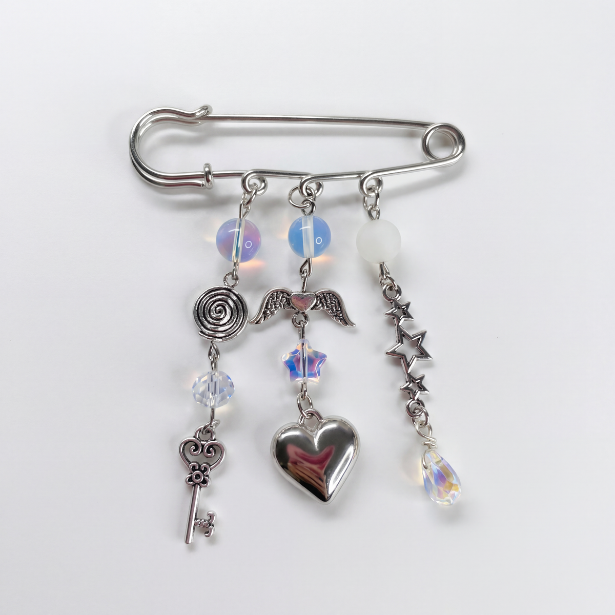 Safety Pin Charms Brooch