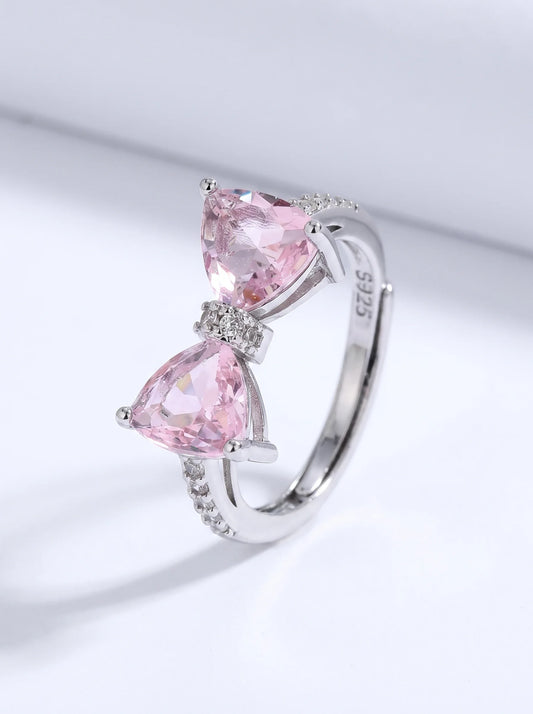 Silver Rhinestone Bow Tie Ring