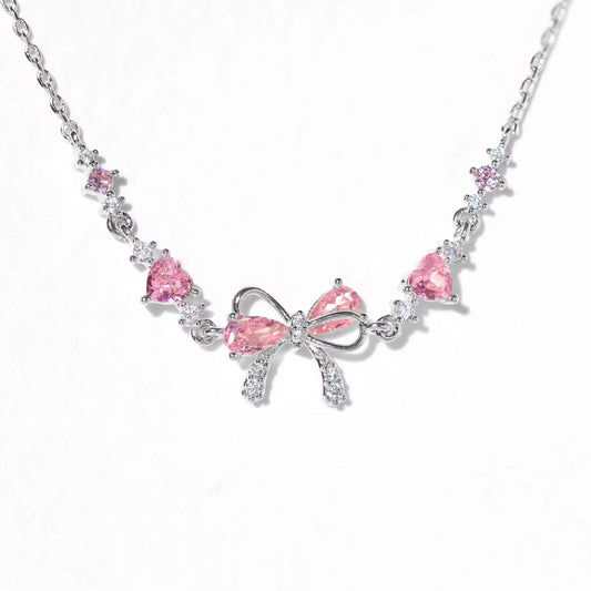 Sparkling Hearts Coquette Bow Bracelet