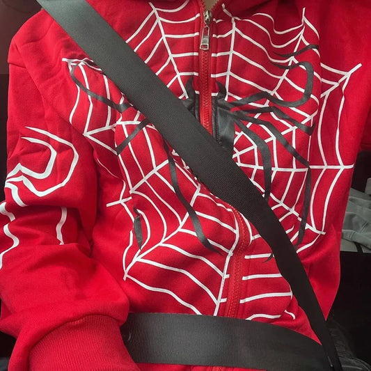 Spiderweb Graphic Zip-Up Hoodie
