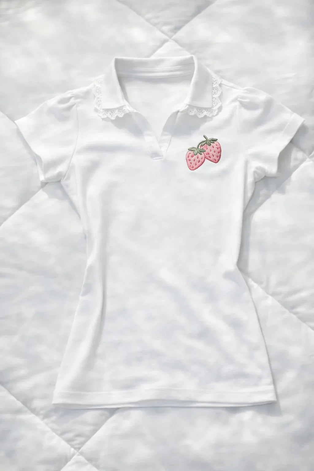 Strawberry Lace Collar Polo Top