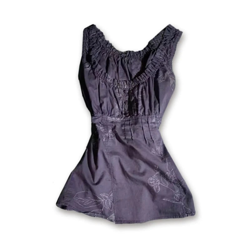 Twilight Bloom Ruffle Tank
