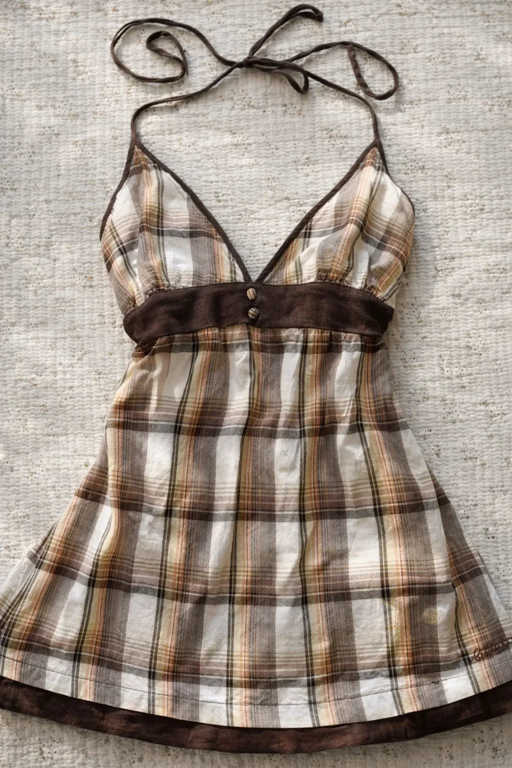 Umber Muse Plaid Halter Top