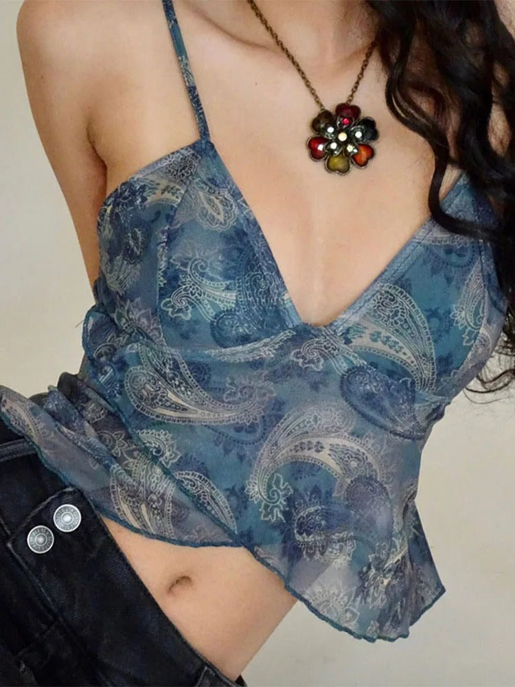 Velvet Hour Ocean Mesh Cami