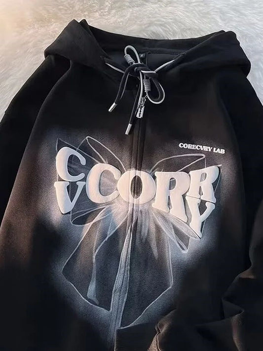 “Corecvry” Bow Oversized Hoodie