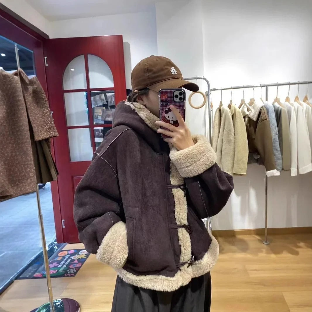 Shearling Fleece Hooded Jacket