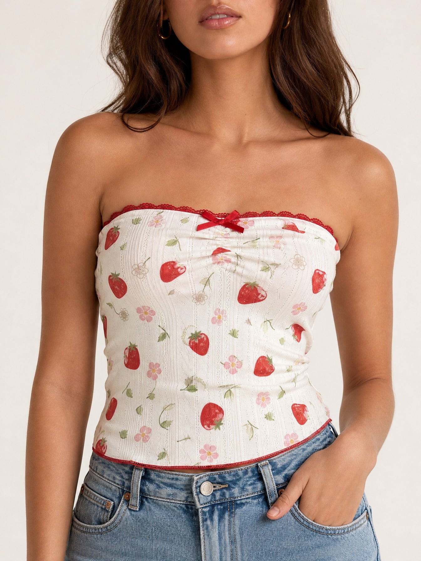 Strawberry Sweetheart Coquette Tube Top