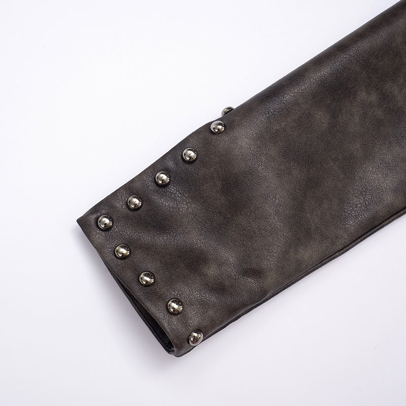 Rebel Studded Leather Crop Jacket