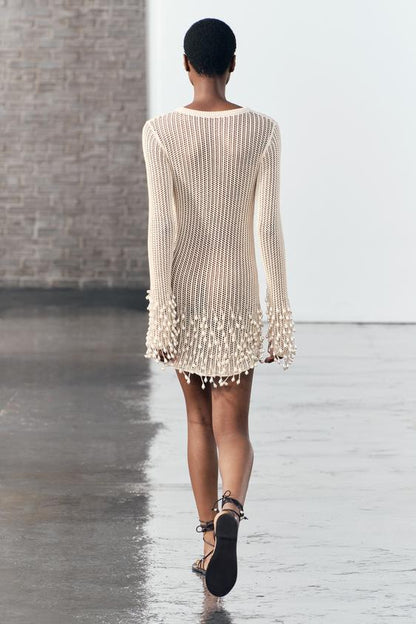 Pearl Fringe Knit Dress