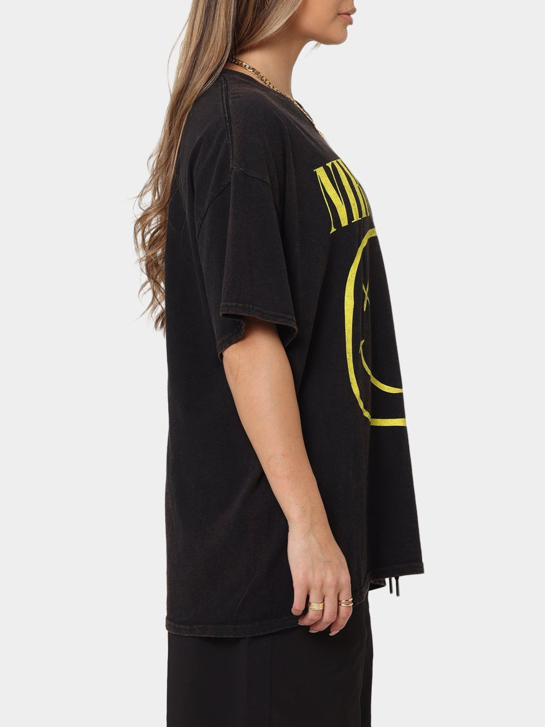 Black 'Nirvana' Smiley Face T-Shirt