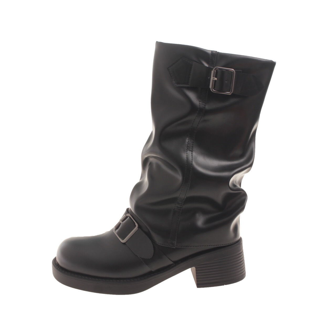 Mathilda Buckle Strap Mid-Calf Boots