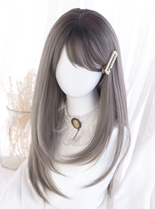 Gray Ombre Bangs Long Bob Wig