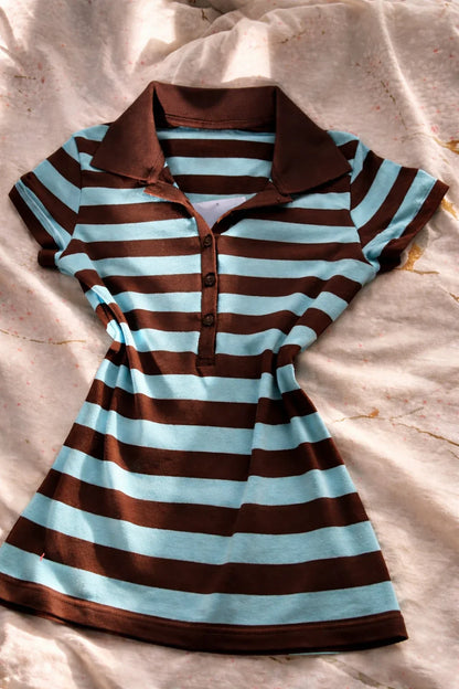 Eloise Coastline Striped Polo Top