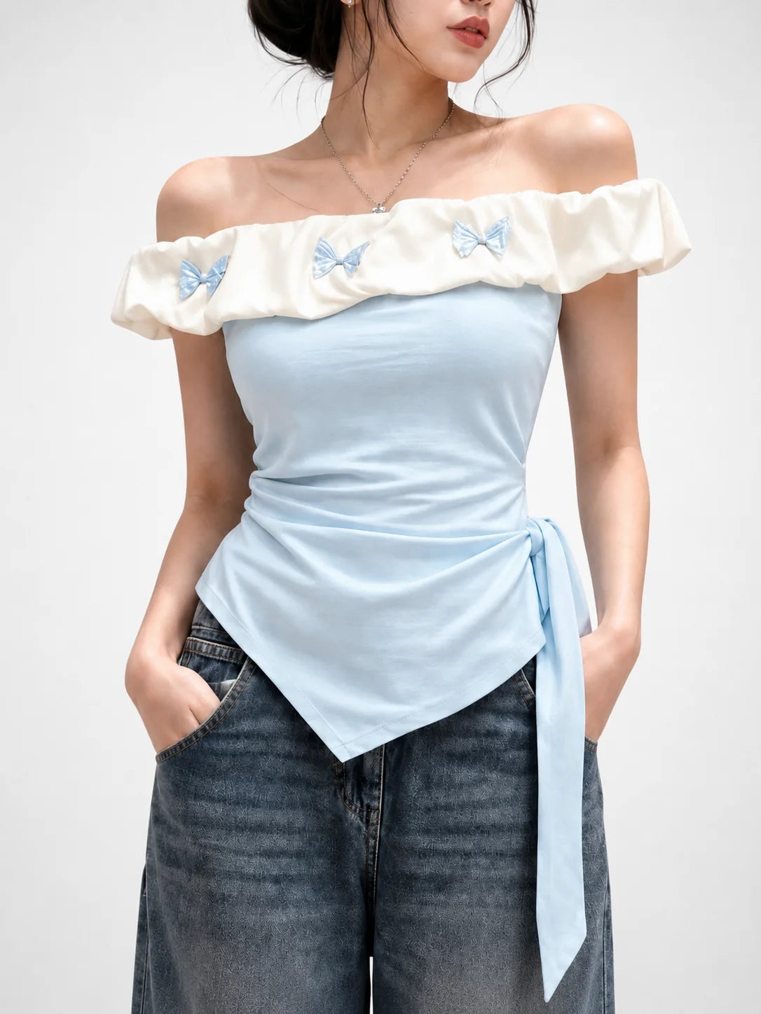 Lillian Bow Off-Shoulder Blouse