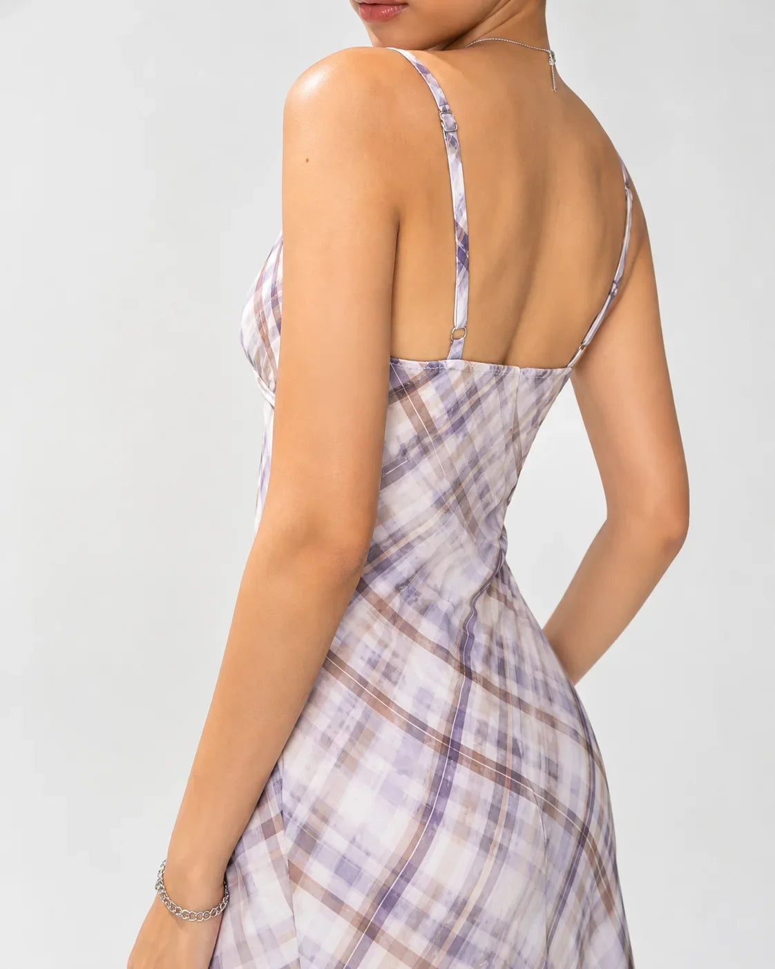 Lavender Plaid Mini Slip Dress