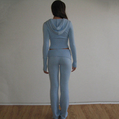 Waist Split Knitted Hoodie & Pant Outfit - Luxandluxy
